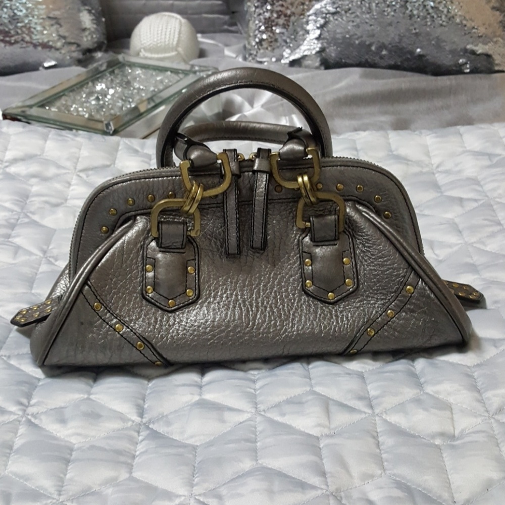 Authentic NWOT Kenneth Cole leather silver handbag